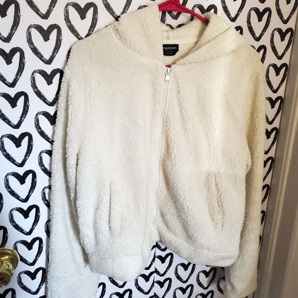 Fleece-lined Bebe cream sherpa jacket